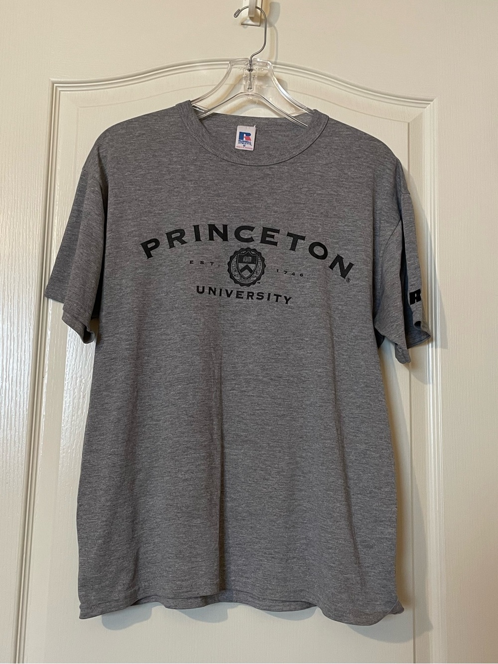 Vintage 90s Russell Athletic Princeton University T Shirt Size M Gray Heather